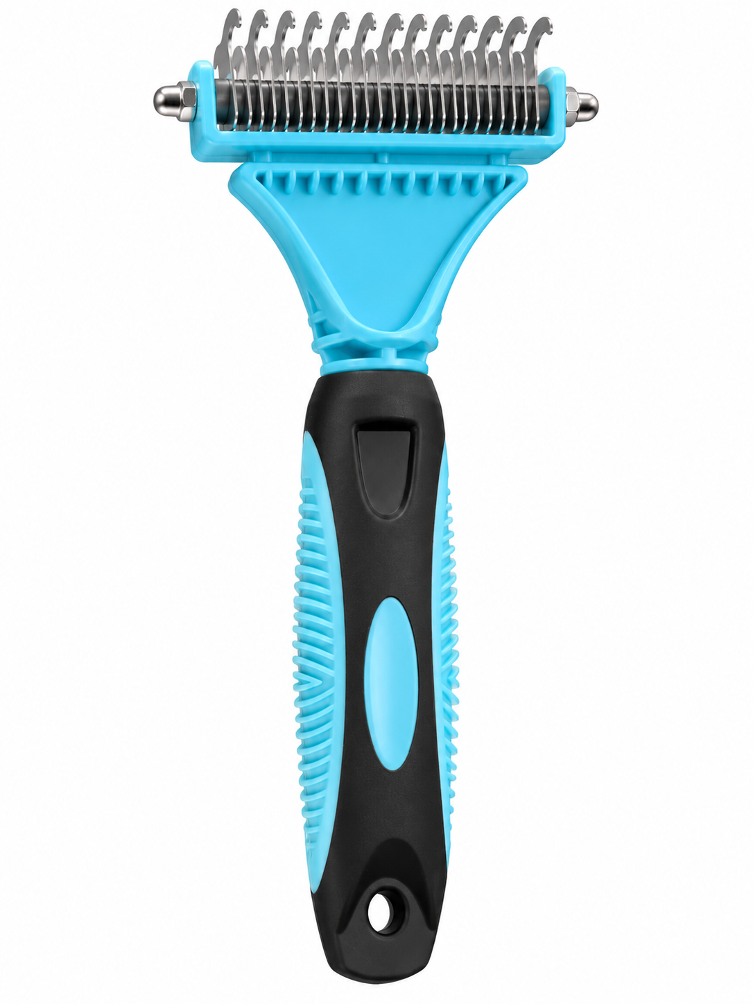 Rastrillo desmotador celeste 23 + 12 dientes – detalle de uso