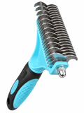 Rastrillo desmotador para perros 23 + 12 dientes celeste – vista principal