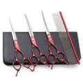 Set tijeras 7” rojo plateado - Multi Grooming Pet´s